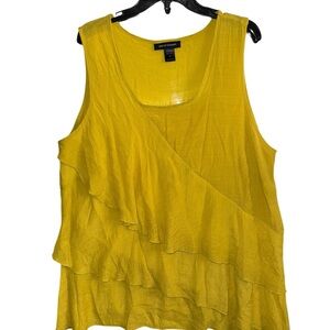 Ashley Stewart Yellow Ruffled Front Sleeveless Flowy Tank Top Size 20